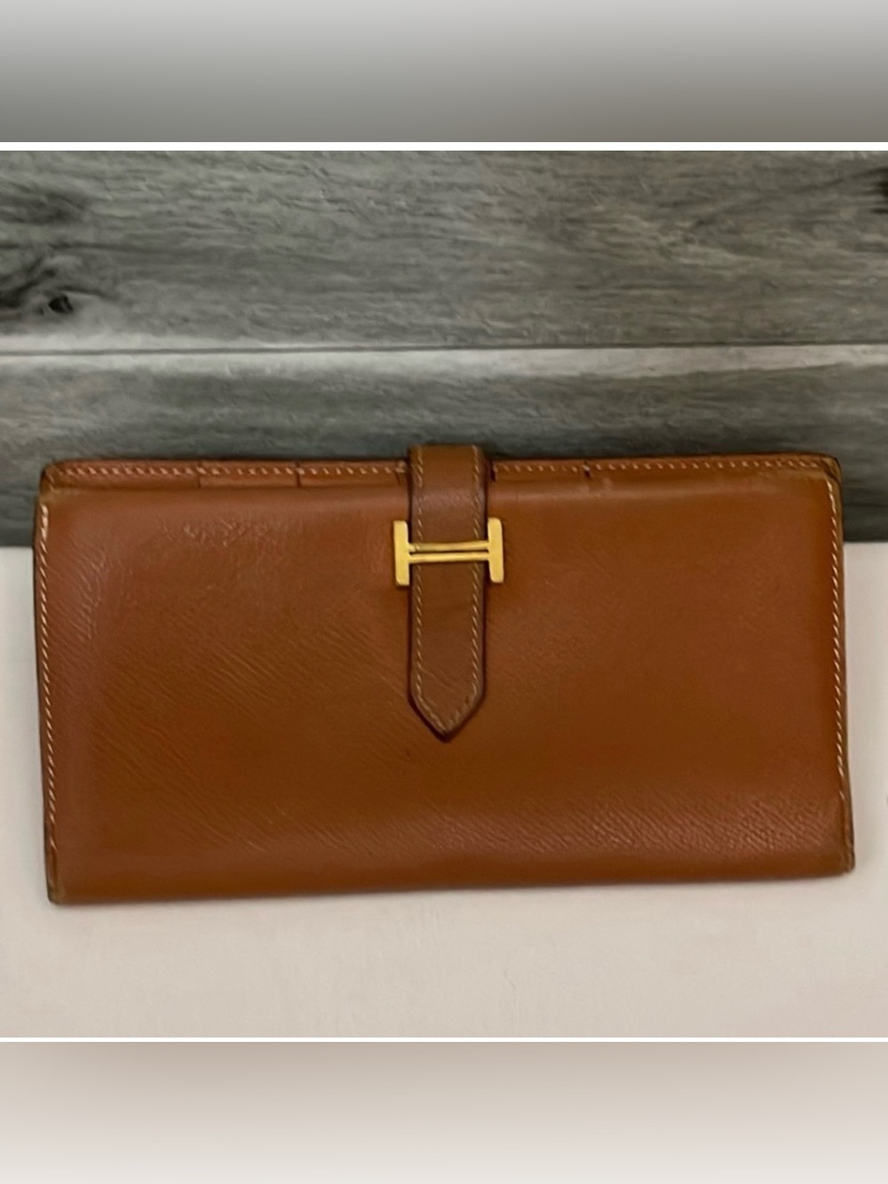 HERMES Bearn Brown Veau Epsom Long Bifold Wallet